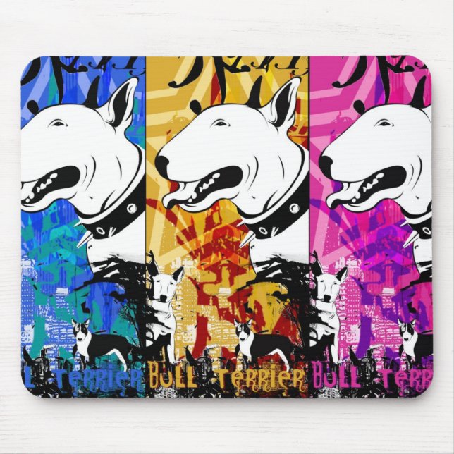 Artistic Bull Terrier Dog Breed Design Mouse Pad (Front)