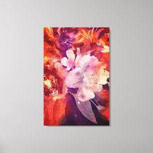 Artistic Burgundy Floral Abstract Painting Canvas Print