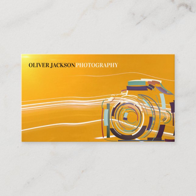 Artistic Camera Logo | Lens Light Trails Business Card (Front)