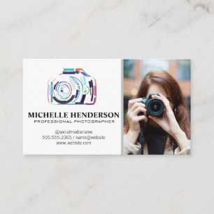 Artistic Camera Logo   Woman Holding Camera Business Card