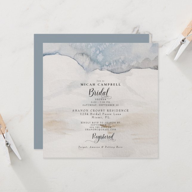 Artistic Canvas Bridal Shower Invitation (Front/Back In Situ)
