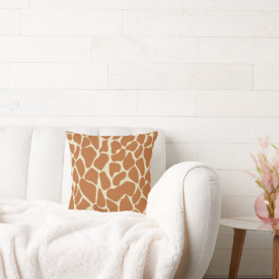 Artistic Caramel Brown Giraffe Spot Animal Print Cushion