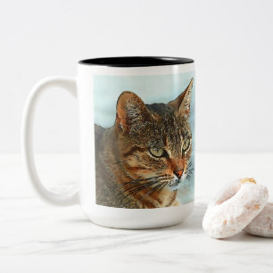 Artistic Cartoon Style Tabby Cat RB Two-Tone Coffee Mug