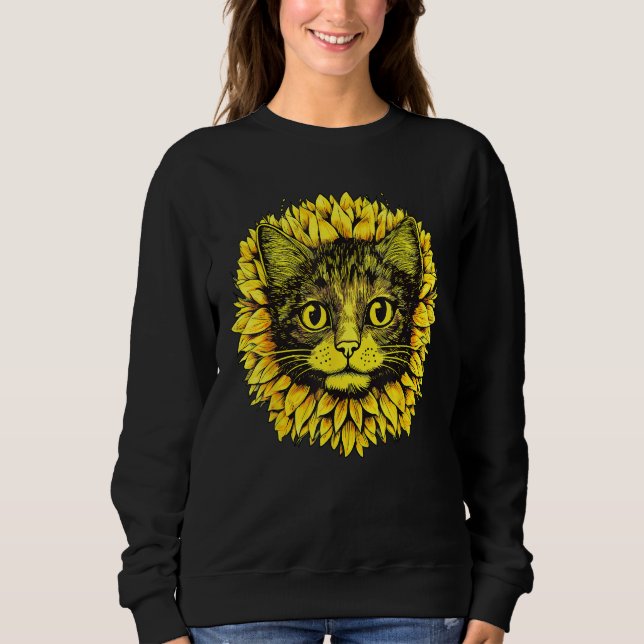 Artistic  Cat Face in the middle of Sunflower Stan Sweatshirt (Front)