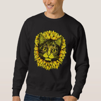 Artistic  Cat Face in the middle of Sunflower Stan Sweatshirt