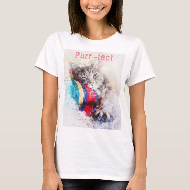 Artistic Cat graphic T-Shirt (Front)