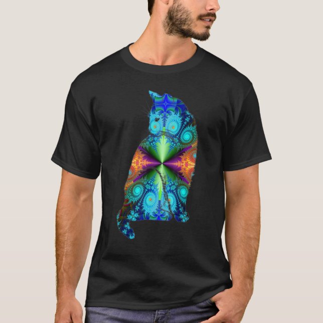 Artistic Cat Lover Feline Psychedelic Abstract Hip T-Shirt (Front)