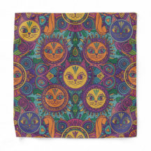 Artistic Cat Mandala Bandanna – Unique Handkerchie