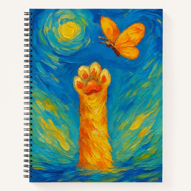 Artistic Cat Paw Notebook Whimsical Textured Cover (Front)