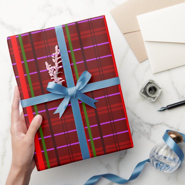 Artistic Chequered – Red Green Retro style Wrapping Paper (Gifting)