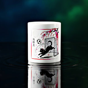 Artistic Cherry Blossom Cat Soccer for art lovers Large Coffee Mug