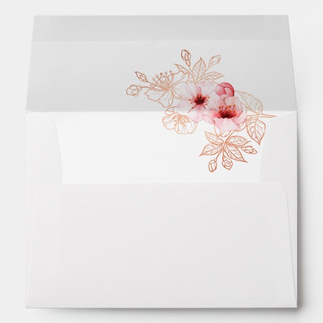 Artistic Cherry Blossom Wedding Envelope (Back (Bottom))