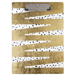 Artistic Chic Gold & Black Zigzag & Abstract Clipboard