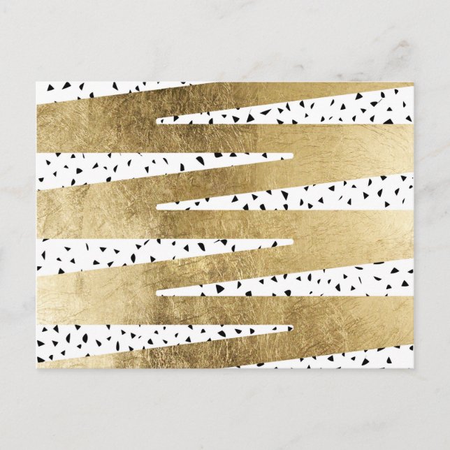 Artistic Chic Gold & Black Zigzag & Abstract Postcard (Front)