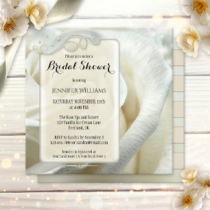 Artistic Chic Silver Rose Floral Bridal Shower Invitation