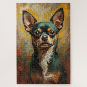 Artistic Chihuahua Portrait Vibrant Oil Painting Jigsaw Puzzle