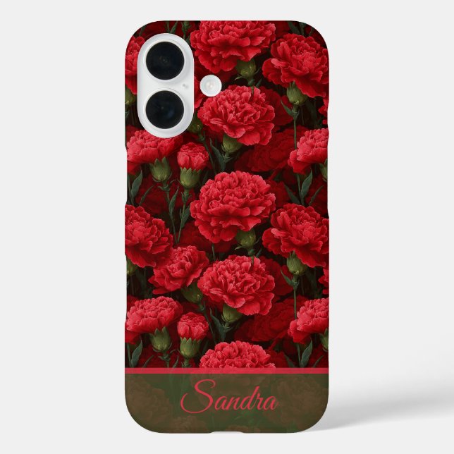 Artistic Christmas Gift Carnation Flower Name Case-Mate iPhone Case (Back)