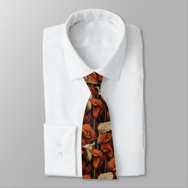 Artistic Christmas Gift For Husband Calla Lilies Tie (Tied)