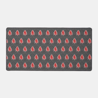 Artistic Christmas Tree Pattern Red Grey Holiday Desk Mat