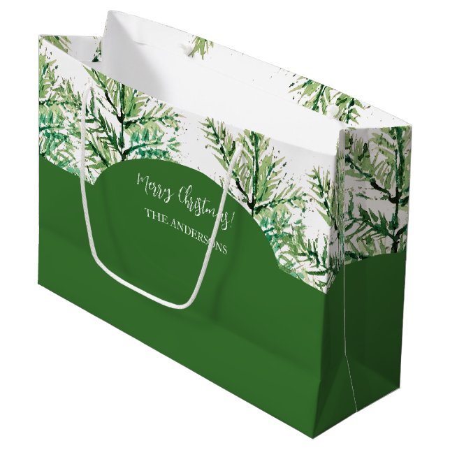 Artistic Christmas Tree Personalised Large Gift Bag (Front Angled)