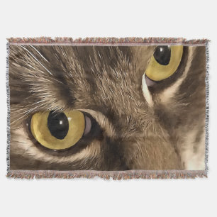 Artistic Close Up Cat Portrait Eyes and Nose Throw Blanket