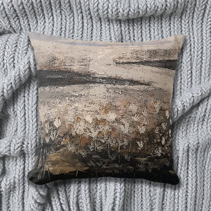 Artistic Coastal Floral Landscape  Cushion
