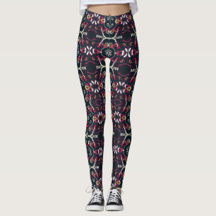 Artistic collage multicolored pattern leggings