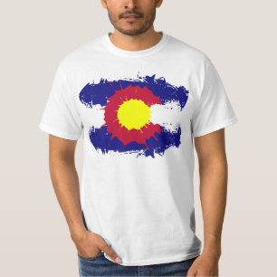 Artistic Colorado flag paint splatter guys shirt