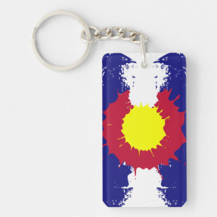 Artistic Colorado flag paint splatter keychain