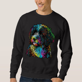 Artistic Colorful Pop painted Portuguese Water Dog Sweatshirt