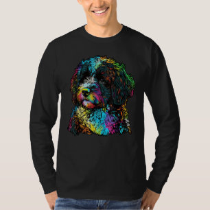 Artistic Colorful Pop painted Portuguese Water Dog T-Shirt