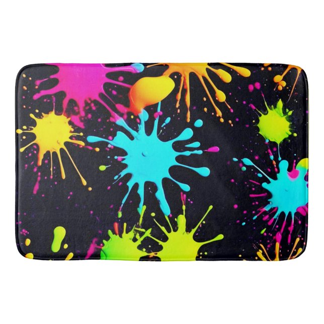 Artistic Colour Burst with Dripping Paint Bath Mat (Front)