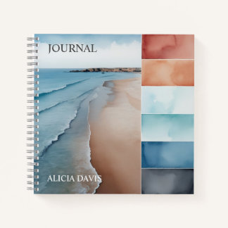 Artistic colour palette watercolor beach  notebook
