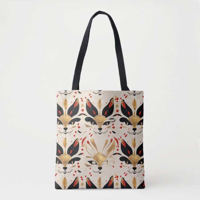 Artistic Colourful Art Nouveau Cat Pattern Tote Bag (Front)