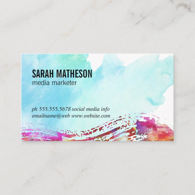 Artistic Colourful Brushed Texture Business Card (Front)