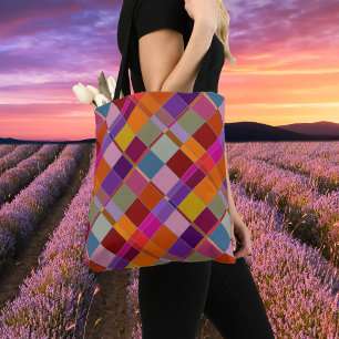 Artistic Colourful Chequered  Tote Bag