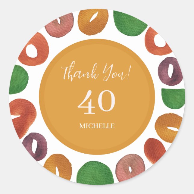 Artistic Colourful Fall Paper Plate Classic Round Sticker (Front)