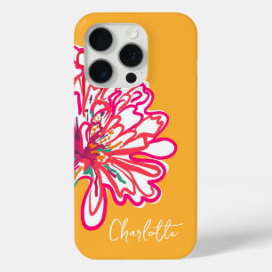 Artistic Colourful Flower Customised Name iPhone 15 Pro Case