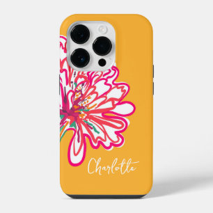 Artistic Colourful Flower Customised Name iPhone 14 Pro Case