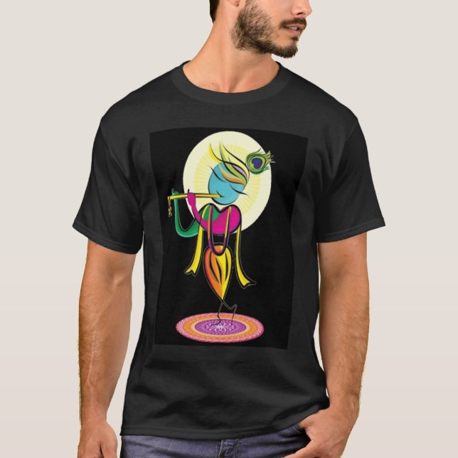 Artistic colourful Lord Shri Krishna with flute! T-Shirt (Front)