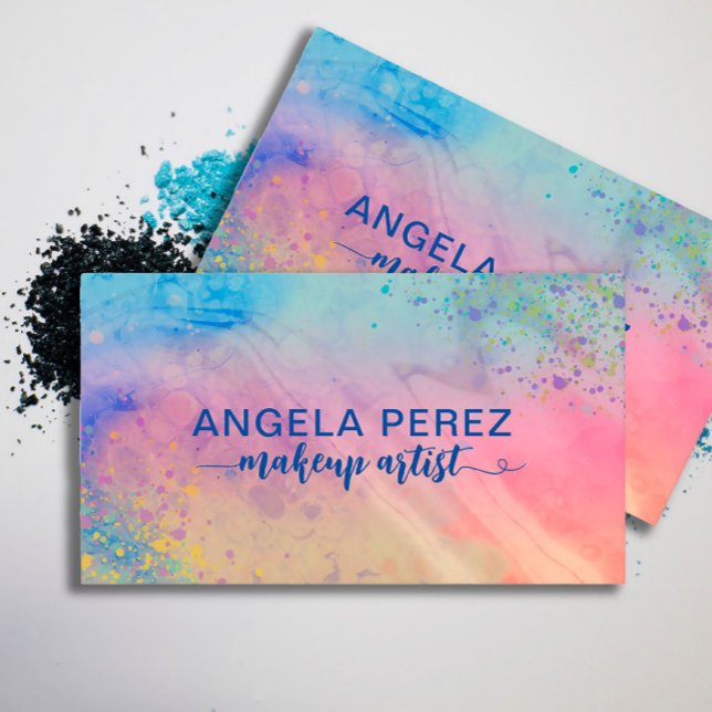 Artistic Colourful Pastel Liquid Paint Splatters Business Card (Creator Uploaded)