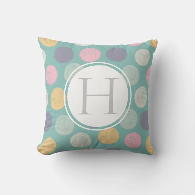artistic colourful pastel monogram cushion (Front)