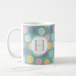 artistic colourful pastel polka dot monogram coffee mug