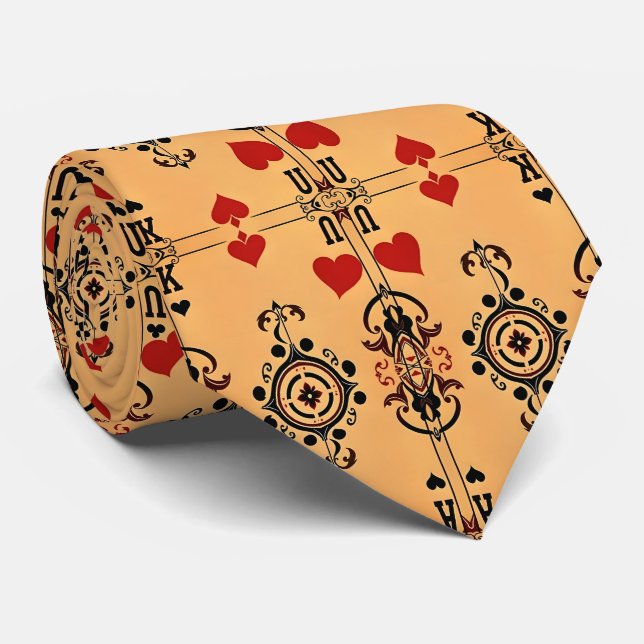 Artistic Colourful Playing Cards Pattern Tie (Rolled)