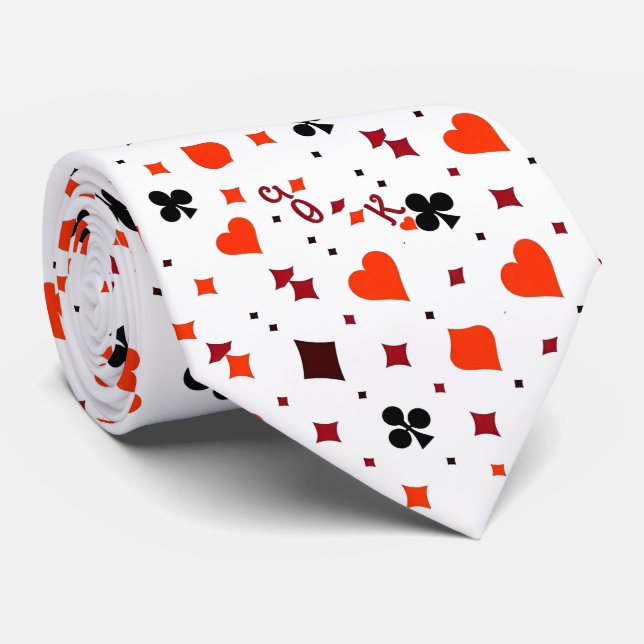 Artistic Colourful Playing Cards Pattern Tie (Rolled)