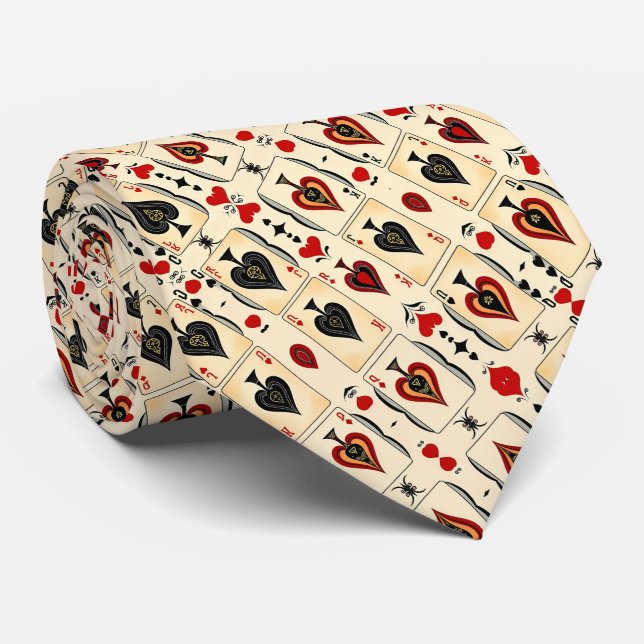 Artistic Colourful Playing Cards Pattern Tie (Rolled)