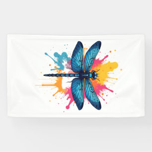Artistic Colourful Pop Art painted Dragonfly Banner