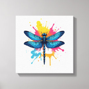 Artistic Colourful Pop Art painted Dragonfly Canvas Print