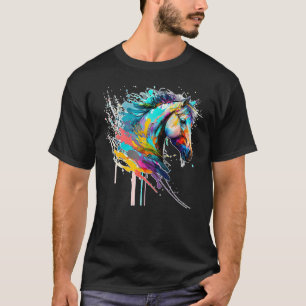 Artistic Colourful Pop Art painted Horse T-Shirt