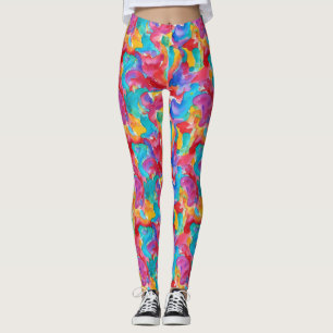 Artistic Colourful Rainbow Watercolor Brush Paint  Leggings